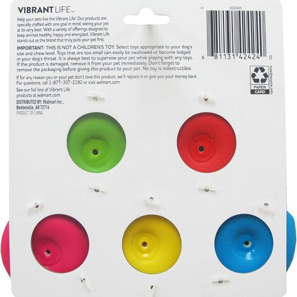 (2 pack) Vibrant Life 5pk EMOTICON LATEX DOG TOY - Picture 3 of 3